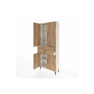 Arges Dolap 4 Raflı Tek Çekmeceli 4 Kapaklı 88x30x221 Aytaşı-çam