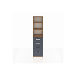 Arges Dolap 3 Raflı 4 Çekmeceli 44x30x182 Çam-antrasit