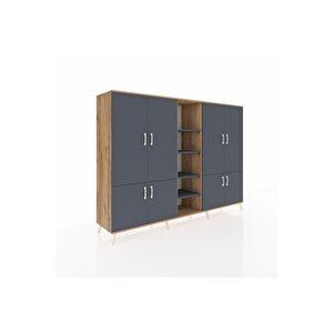 Hyperion Dolap 14 Raflı 8 Kapaklı 220x44x163 Çam-antrasit