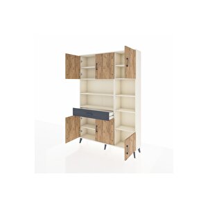 Arges Dolap 10 Raflı Tek Çekmeceli 6 Kapaklı 132x30x195 Aytaşı-çam/antrasit