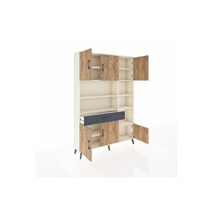 Arges Dolap 10 Raflı Tek Çekmeceli 6 Kapaklı 132x30x195 Aytaşı-çam/antrasit