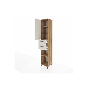 Hyperion Dolap 4 Raflı 2 Çekmeceli Tek Kapaklı 44x44x243 Çam-aytaşı