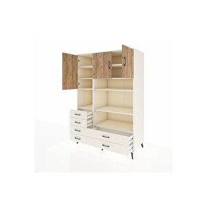 Kronos Dolap 9 Raflı 6 Çekmeceli 3 Kapaklı 132x59x195 Aytaşı-çam/aytaşı