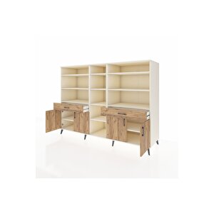 Kronos Dolap 12 Raflı 2 Çekmeceli 4 Kapaklı 220x59x163 Aytaşı-çam