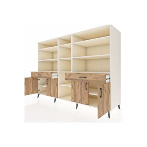 Kronos Dolap 12 Raflı 2 Çekmeceli 4 Kapaklı 220x59x163 Aytaşı-çam