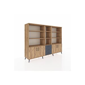 Hyperion Dolap 11 Raflı 3 Çekmeceli 4 Kapaklı 220x44x163 Çam-çam/antrasit