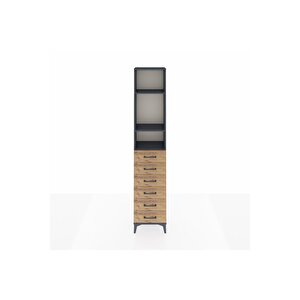 Arges Dolap 3 Raflı 6 Çekmeceli 44x30x221 Antrasit-çam