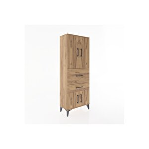 Arges Dolap 3 Raflı 2 Çekmeceli 4 Kapaklı 60x30x163 Çam-çam
