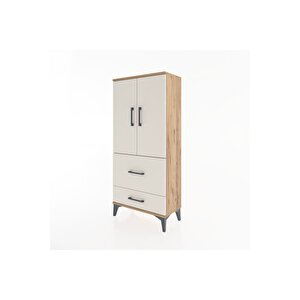 Hyperion Dolap Tek Raflı 2 Çekmeceli 2 Kapaklı 60x44x134 Çam-aytaşı