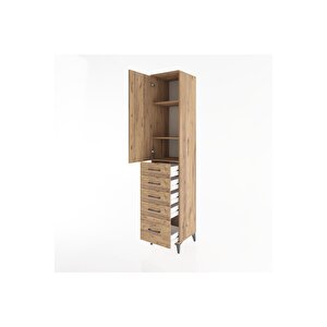 Hyperion Dolap 3 Raflı 5 Çekmeceli Tek Kapaklı 44x44x221 Çam-çam