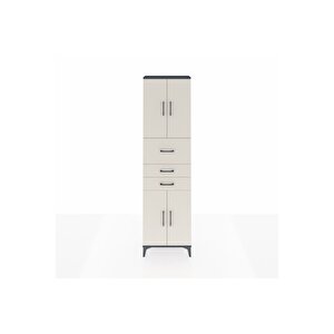 Arges Dolap 3 Raflı 3 Çekmeceli 4 Kapaklı 60x30x221 Antrasit-aytaşı