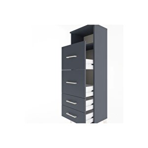 Arges Dolap Tek Raflı 4 Çekmeceli 44x30x134 Antrasit-antrasit