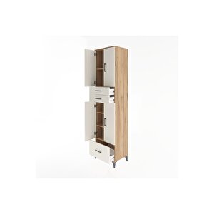 Hyperion Dolap 5 Raflı 3 Çekmeceli 4 Kapaklı 60x44x243 Çam-aytaşı