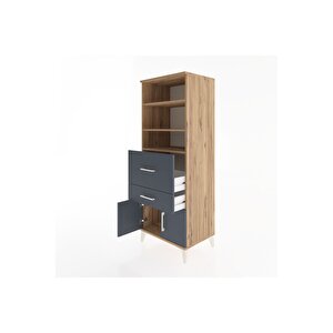 Hyperion Dolap 3 Raflı 2 Çekmeceli 2 Kapaklı 60x44x163 Çam-antrasit