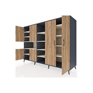 Kronos Dolap 13 Raflı 6 Kapaklı 220x59x163 Antrasit-çam/aytaşı