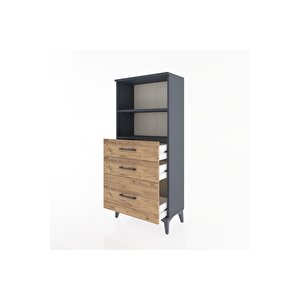 Hyperion Dolap 2 Raflı 3 Çekmeceli 60x44x134 Antrasit-çam