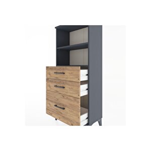 Hyperion Dolap 2 Raflı 3 Çekmeceli 60x44x134 Antrasit-çam