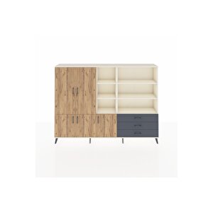 Arges Dolap 11 Raflı 3 Çekmeceli 5 Kapaklı 220x30x163 Aytaşı-çam/antrasit