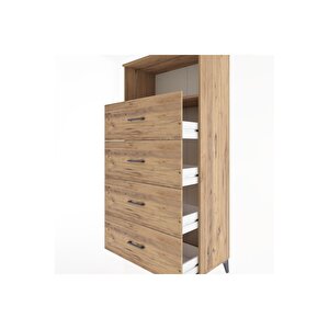 Hyperion Dolap Tek Raflı 4 Çekmeceli 88x44x182 Çam-çam