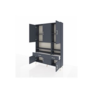 Arges Gardrop 8 Raflı 2 Çekmeceli 6 Kapaklı 132x30x195 Antrasit-antrasit