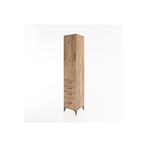 Hyperion Dolap 3 Raflı 4 Çekmeceli Tek Kapaklı 44x44x221 Çam-çam