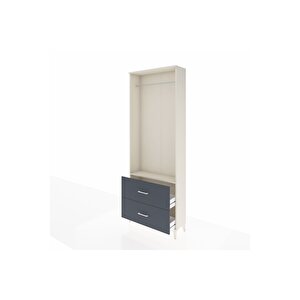 Arges Dolap Tek Raflı 2 Çekmeceli Tek Askılı 88x30x243 Aytaşı-antrasit