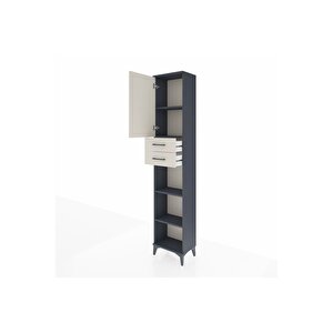 Arges Dolap 4 Raflı 2 Çekmeceli Tek Kapaklı 44x30x221 Antrasit-aytaşı