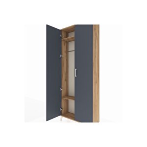 Arges Dolap 2 Raflı 2 Kapaklı Tek Askılı 88x30x221 Çam-antrasit
