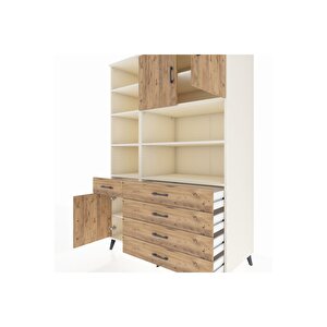 Kronos Dolap 9 Raflı 5 Çekmeceli 3 Kapaklı 132x59x195 Aytaşı-çam/çam