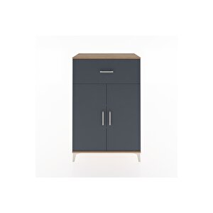 Hyperion Dolap 2 Raflı Tek Çekmeceli 2 Kapaklı 88x44x134 Çam-antrasit