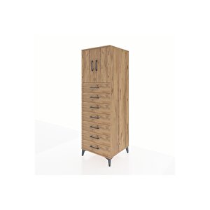 Kronos Dolap Tek Raflı 7 Çekmeceli 2 Kapaklı 60x59x182 Çam-çam