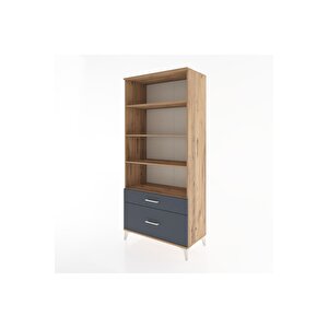 Hyperion Dolap 4 Raflı 2 Çekmeceli 88x44x195 Çam-antrasit