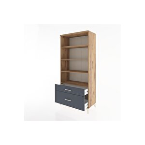Hyperion Dolap 4 Raflı 2 Çekmeceli 88x44x195 Çam-antrasit