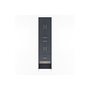 Arges Dolap 4 Raflı 3 Çekmeceli 4 Kapaklı 60x30x243 Antrasit-antrasit