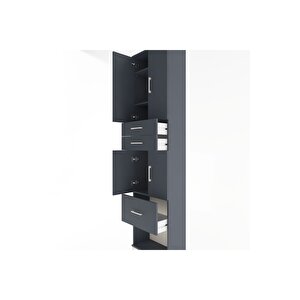 Arges Dolap 4 Raflı 3 Çekmeceli 4 Kapaklı 60x30x243 Antrasit-antrasit