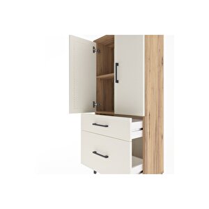 Arges Dolap 2 Raflı 2 Çekmeceli 2 Kapaklı 60x30x134 Çam-aytaşı