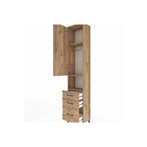 Arges Dolap 3 Raflı 3 Çekmeceli Tek Askılı 44x30x221 Çam-çam