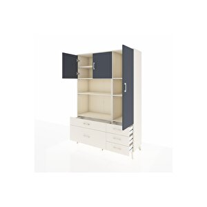 Hyperion Dolap 7 Raflı 5 Çekmeceli 3 Kapaklı 132x44x195 Aytaşı-antrasit/aytaşı