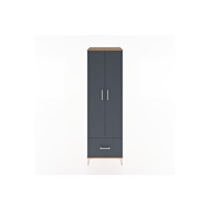 Hyperion Dolap 3 Raflı Tek Çekmeceli Tek Askılı 60x44x195 Çam-antrasit