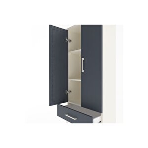 Arges Dolap 3 Raflı Tek Çekmeceli 2 Kapaklı 60x30x134 Aytaşı-antrasit