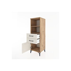 Hyperion Dolap 2 Raflı 2 Çekmeceli Tek Kapaklı 44x44x134 Çam-aytaşı