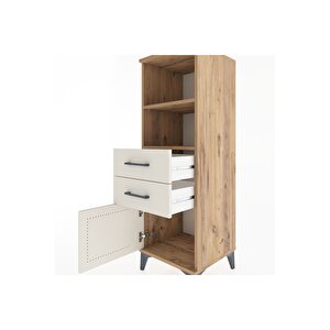 Hyperion Dolap 2 Raflı 2 Çekmeceli Tek Kapaklı 44x44x134 Çam-aytaşı