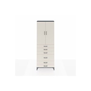 Arges Dolap 3 Raflı 6 Çekmeceli 2 Kapaklı 88x30x243 Antrasit-aytaşı