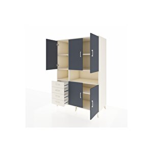 Kronos Dolap 7 Raflı 4 Çekmeceli 5 Kapaklı 132x59x195 Aytaşı-antrasit/aytaşı