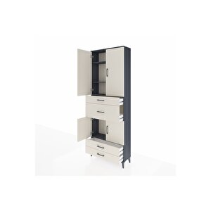 Arges Dolap 4 Raflı 4 Çekmeceli 4 Kapaklı 88x30x243 Antrasit-aytaşı