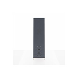 Arges Dolap 4 Raflı 4 Çekmeceli 2 Kapaklı 60x30x221 Antrasit-antrasit