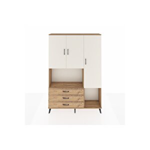 Arges Dolap 6 Raflı 3 Çekmeceli 3 Kapaklı 132x30x195 Çam-aytaşı/çam