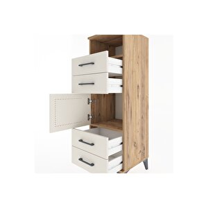 Hyperion Dolap 2 Raflı 4 Çekmeceli Tek Kapaklı 44x44x134 Çam-aytaşı