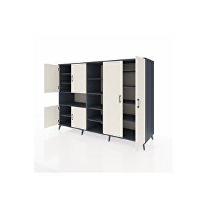 Kronos Dolap 13 Raflı 6 Kapaklı 220x59x163 Antrasit-aytaşı/antrasit