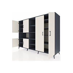 Kronos Dolap 13 Raflı 6 Kapaklı 220x59x163 Antrasit-aytaşı/antrasit